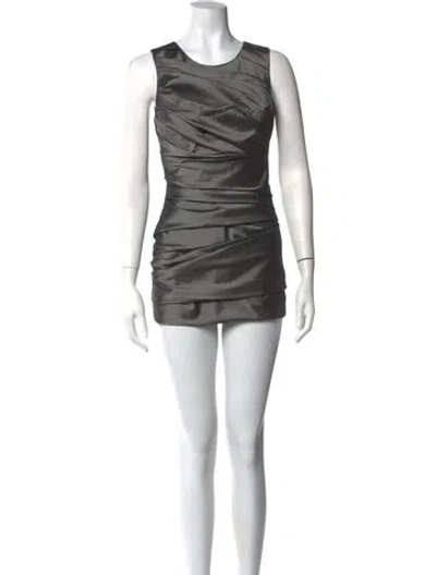 Pre-owned Vera Wang Crew Neck Mini Dress In Silver
