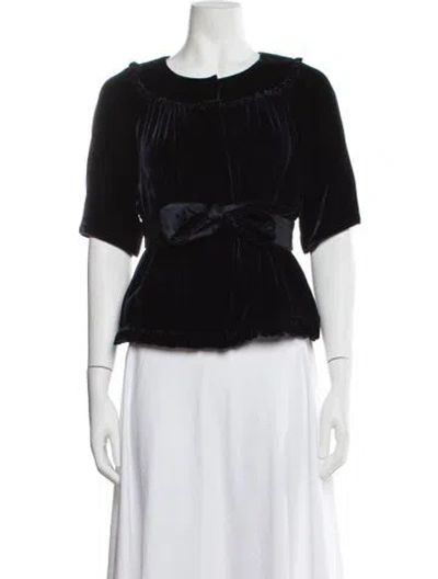 Pre-owned Vera Wang Crew Neck Short Sleeve Top In Black