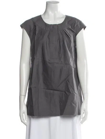 Pre-owned Vera Wang Crew Neck Short Sleeve Top In Gray