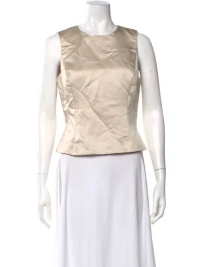 Pre-owned Vera Wang Crew Neck Sleeveless Top In Neutral
