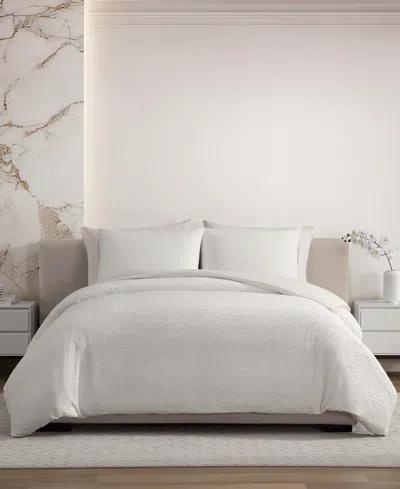 Vera Wang Crinkle Seersucker Solid 3-pc. Duvet Cover Set, Queen In White
