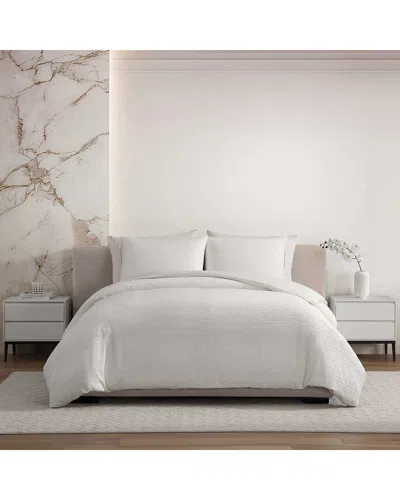 Vera Wang Crinkle Solid Seersucker Duvet Set In White