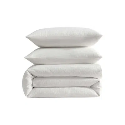 Vera Wang Crinkle Solid White Duvet Cover Set