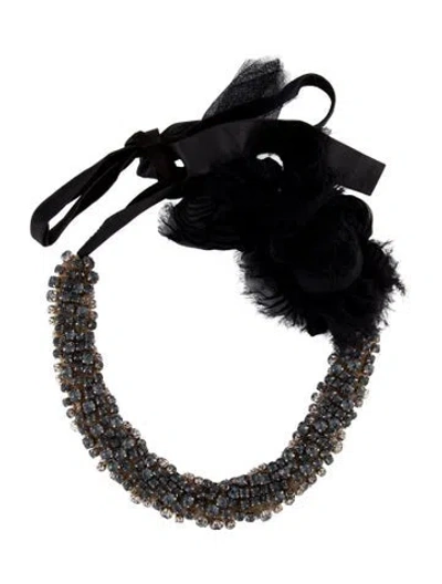 Pre-owned Vera Wang Crystal & Fabric Tie Collar Necklace, 70" In Multi