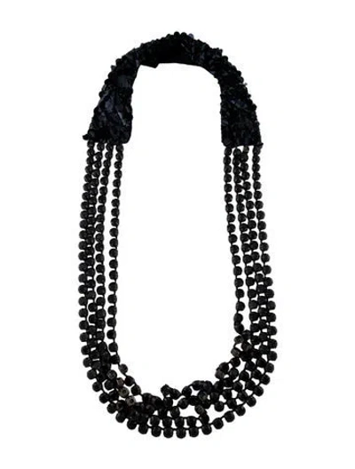 Pre-owned Vera Wang Crystal & Sequin Multistrand Necklace, 46" In Black