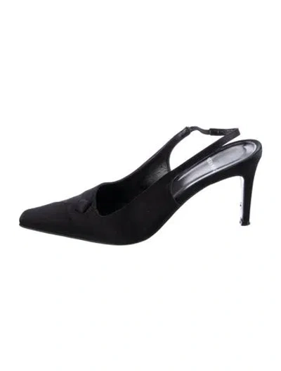 Pre-owned Vera Wang Crystal Embellishments Slingback Pumps In Black