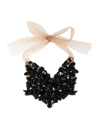 Pre-owned Vera Wang Crystal Jeweled Bib Collar Necklace, 47.75" In Black/neutrals