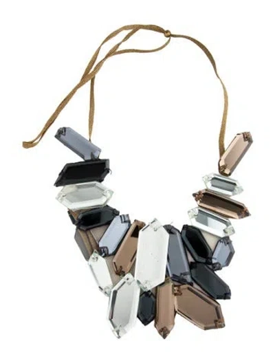 Pre-owned Vera Wang Crystal, Mesh & Cord Collar Necklace, 40" In Black/blue/brown