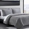 Vera Wang Diamond Velvet Charcoal King Quilt Set In Soft Charcoal
