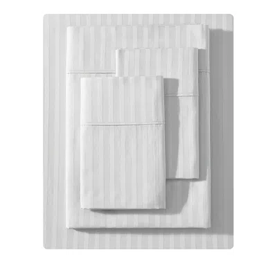 Vera Wang Dobby Stripe 4 Piece Sheet Set, Queen In White
