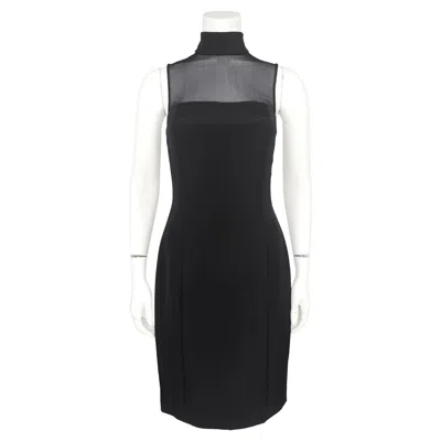 Pre-owned Vera Wang Early 2000s  Black Illusion Turtleneck Black Cocktail Dress