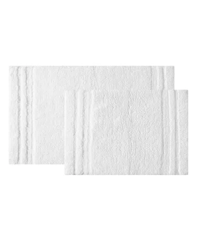 Vera Wang Eden Solid Reversible 2 Piece Bath Rug Set In White