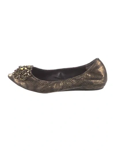 Pre-owned Vera Wang Embossed Leather Flats