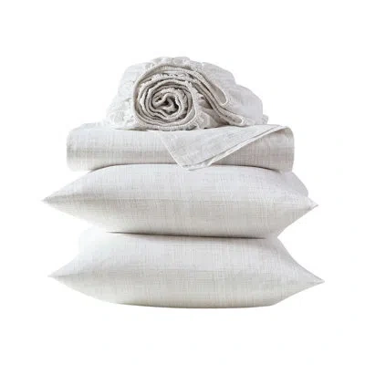Vera Wang Erased Texture Cotton Beige Sheet Set