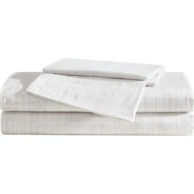 Vera Wang Erased Textured Cotton Sheet Set In White
