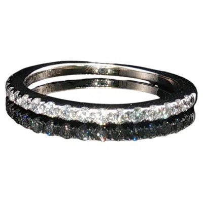 Pre-owned Vera Wang Estate  Love 14k White Gold Diamond Wedding Band Ring 0.18 Ctw Sz 4.75