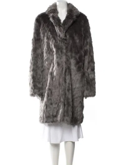 Pre-owned Vera Wang Faux Fur Coat In Grey