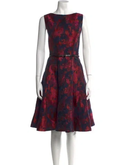 Pre-owned Vera Wang Floral Print Knee-length Dress In Blue