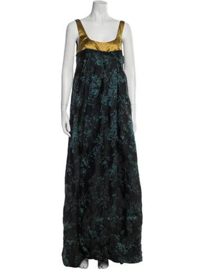 Pre-owned Vera Wang Floral Print Long Dress In Black
