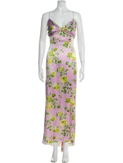 Pre-owned Vera Wang Floral Print Long Dress In Purple