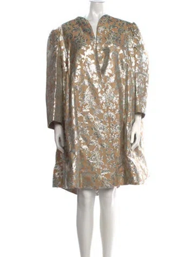 Pre-owned Vera Wang Floral Print Mini Dress In Neutrals