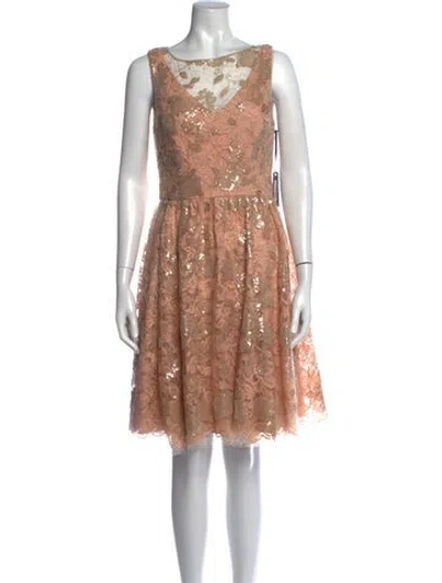 Pre-owned Vera Wang Floral Print Mini Dress W/ Tags In Neutrals