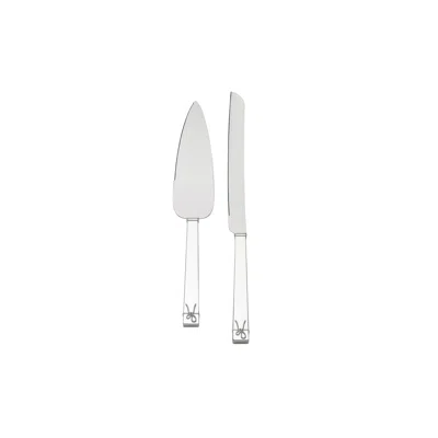 Vera Wang For Wedgwood Vera Wang Love Knots Cake Knife & Server Silver In Brown