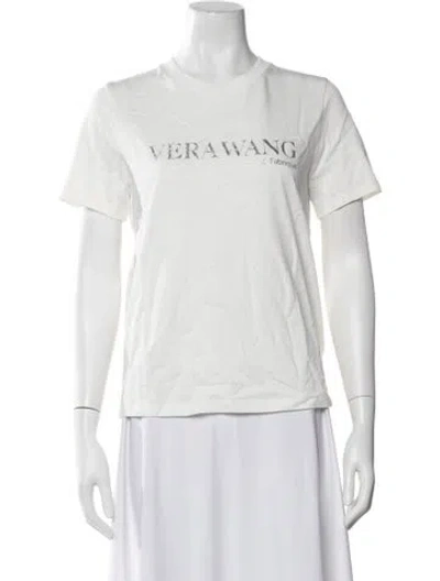 Pre-owned Vera Wang Graphic Print Crew Neck T-shirt In White