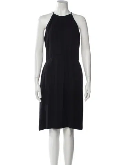 Pre-owned Vera Wang Halterneck Knee-length Dress In Blue