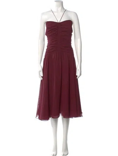 Pre-owned Vera Wang Halterneck Knee-length Dress In Burgundy