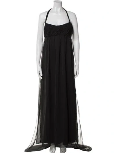 Pre-owned Vera Wang Halterneck Long Dress In Black