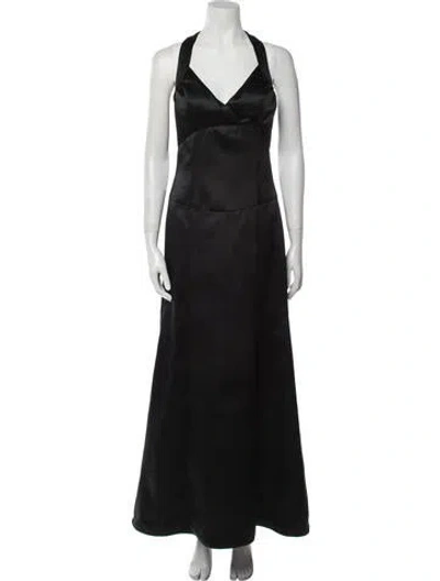 Pre-owned Vera Wang Halterneck Long Dress In Black