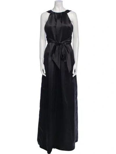 Pre-owned Vera Wang Halterneck Long Dress In Black