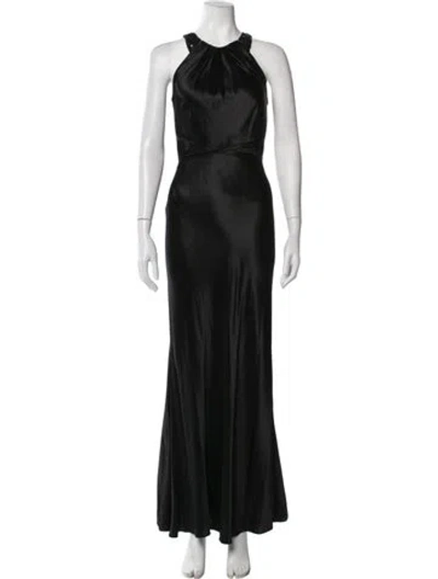 Pre-owned Vera Wang Halterneck Long Dress In Black