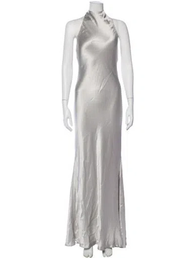 Pre-owned Vera Wang Halterneck Long Dress In Gray