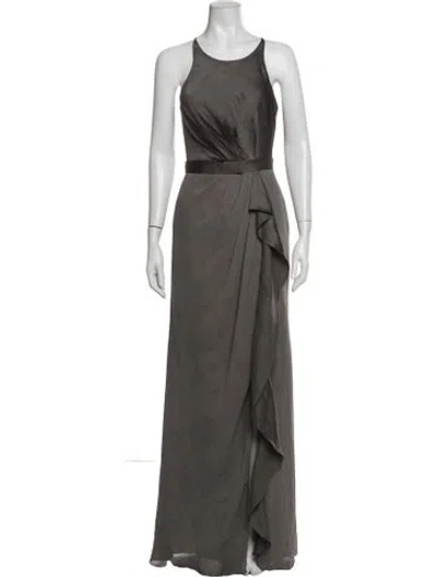 Pre-owned Vera Wang Halterneck Long Dress In Grey