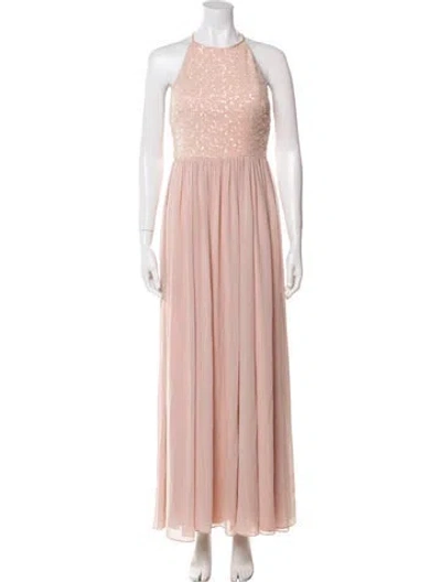 Pre-owned Vera Wang Halterneck Long Dress In Neutral