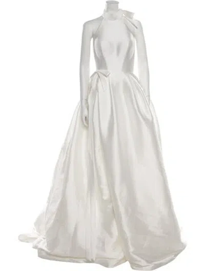 Pre-owned Vera Wang Halterneck Long Dress In Neutrals