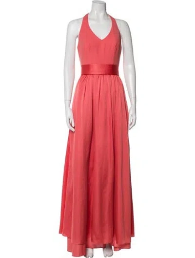 Pre-owned Vera Wang Halterneck Long Dress In Pink