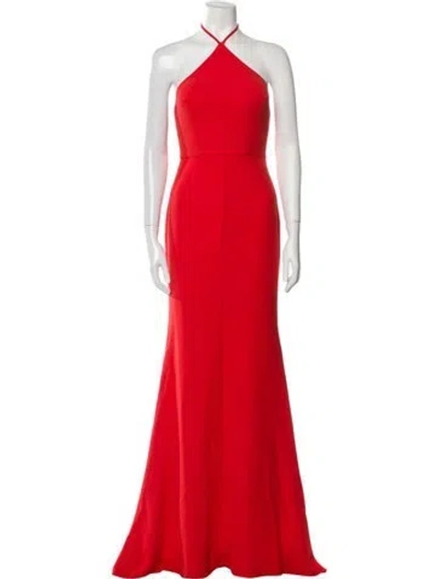 Pre-owned Vera Wang Halterneck Long Dress In Red