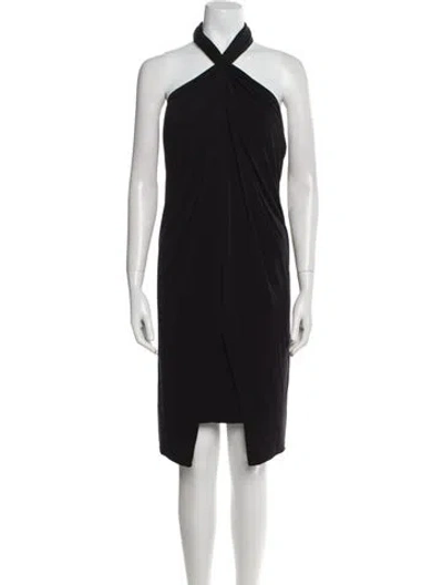 Pre-owned Vera Wang Halterneck Midi Length Dress In Black