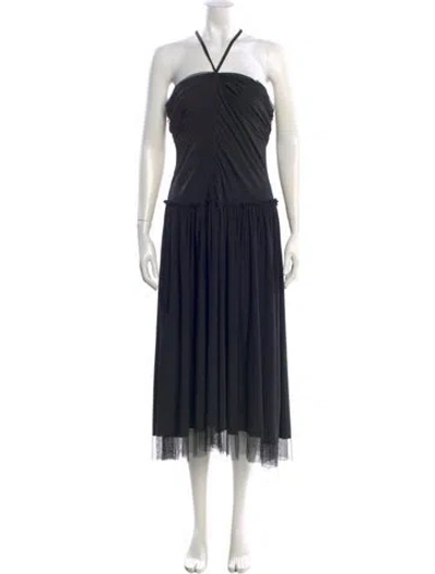 Pre-owned Vera Wang Halterneck Midi Length Dress In Black
