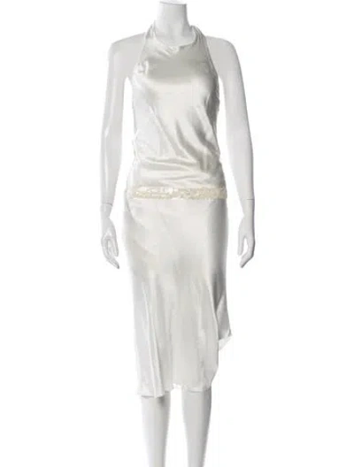Pre-owned Vera Wang Halterneck Midi Length Dress In Neutral