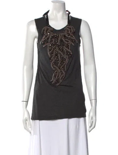 Pre-owned Vera Wang Halterneck Sleeveless Top In Grey