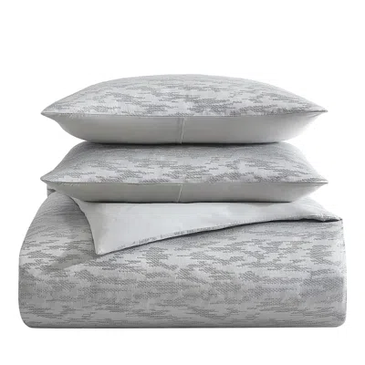 Vera Wang Illusion Grey Duvet Cover Set, King In Silver/gray