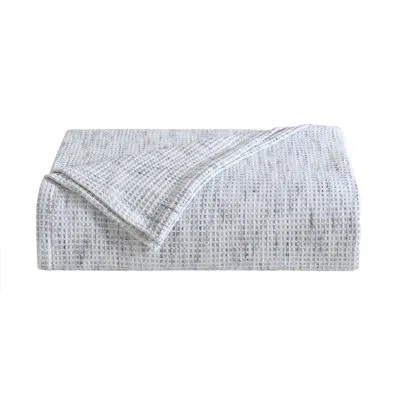 Vera Wang Jaspe Waffle Cotton White Blanket In Gray