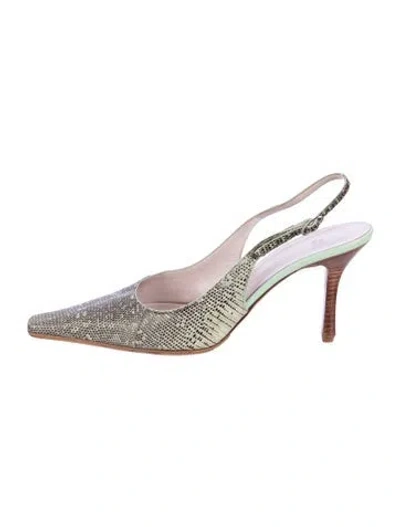 Pre-owned Vera Wang Karung Animal Print Slingback Pumps In Multi