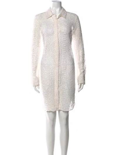 Pre-owned Vera Wang Knee-length Dress In White