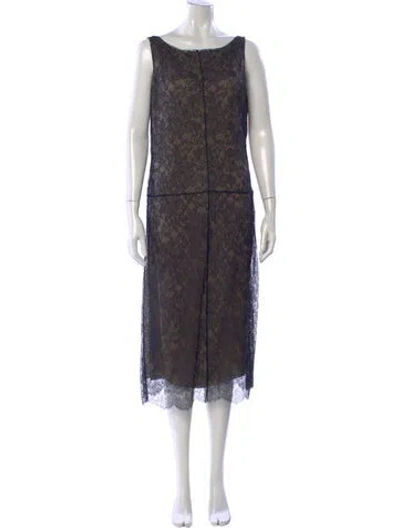 Pre-owned Vera Wang Lace Midi Length Dress In Blue