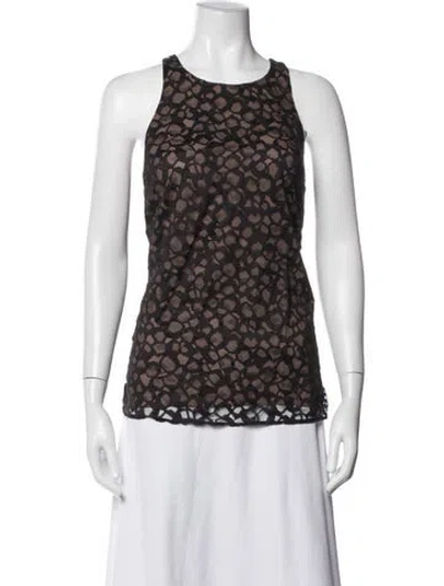Pre-owned Vera Wang Lace Pattern Crew Neck Top In Blue